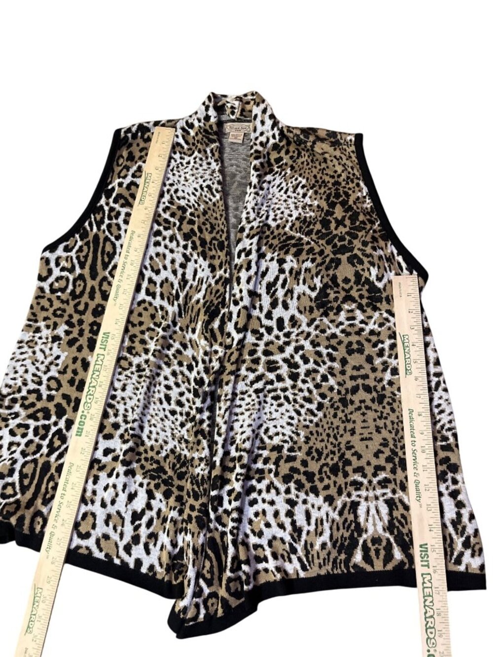 Art and Soul Leopard Print Open Front Lightweight Knit Cardigan Vest 2X Used USA - Picture 8 of 10